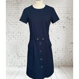 Brooks Brothers 💙 Red Fleece Navy Ponte Knit Button Dress💙